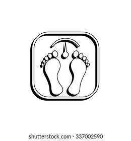 bathroom scale with footprints - vector icon