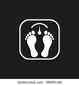 bathroom scale with footprints - vector icon