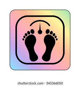 bathroom scale with footprints - vector icon