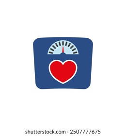 Bathroom scale with heart. Vector illustration and icon.
