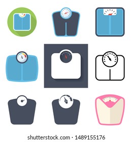 Bathroom scale icon set on white background