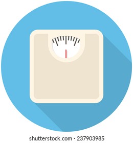 Bathroom scale, modern flat icon with long shadow