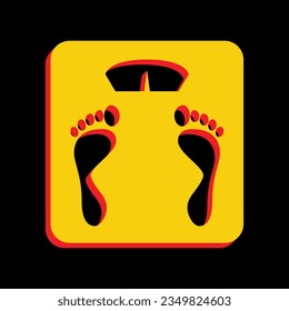 Badesaal-Schild. 3D-extrudiertes gelbes Symbol mit roten Seiten auf schwarzem Hintergrund. Illustration.