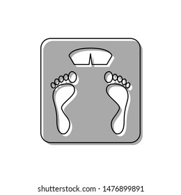Bathroom scale sign. Black line icon with gray shifted flat filled icon on white background. Illustration.