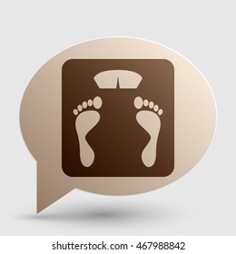 Bathroom scale sign. Brown gradient icon on bubble with shadow.