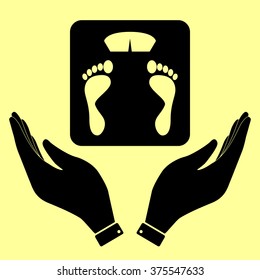 Bathroom scale sign. Flat style icon vector illustration.