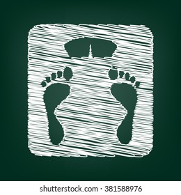 Bathroom scale sign. Flat style icon with chalk effect