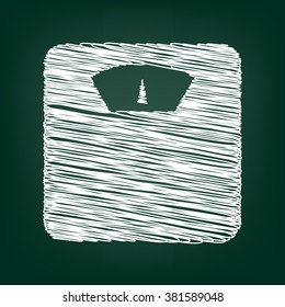 Bathroom scale sign. Flat style icon with chalk effect
