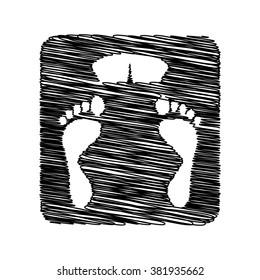 Bathroom scale sign. Icon with scribble effect