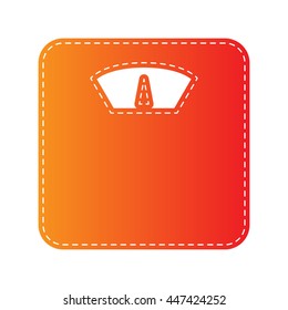 Bathroom scale sign. Orange applique isolated.