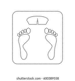 Bathroom scale sign. Vector. Black dotted icon on white background. Isolated.