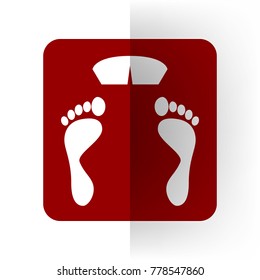 Bathroom scale sign. Vector. Bordo icon on white bending paper background.
