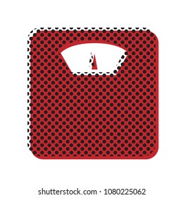Bathroom scale sign. Vector. Brown icon with shifted black circle pattern as duplicate at white background. Isolated.
