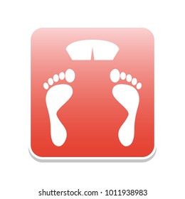 Bathroom scale sign. Vector. Reddish icon with white and gray shadow on white background. Isolated.