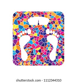 Bathroom scale sign. Vector. Stained glass icon on white background. Colorful polygons. Isolated.