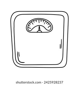 Bathroom scale vector icon in doodle style. Symbol in simple design. Cartoon object hand drawn isolated on white background.