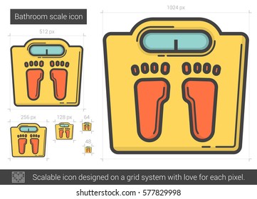 Bathroom scale vector line icon isolated on white background. Bathroom scale line icon for infographic, website or app. Scalable icon designed on a grid system.