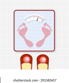 Bathroom Scales. Concept of weight loss, diet, healthy lifestyle. Vector illustration EPS10.