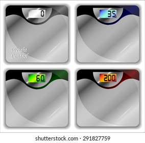 Bathroom scales of different kinds. Vector illustration.