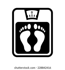 Bathroom scales with foot prints, vector illustration