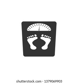Bathroom scales with footprints icon isolated. Weight measure Equipment. Weight Scale fitness sport concept. Flat design. Vector Illustration