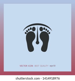 Bathroom scales with footprints, vector icon