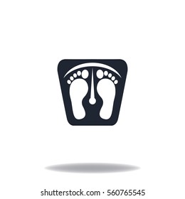 Bathroom scales with footprints, vector icon