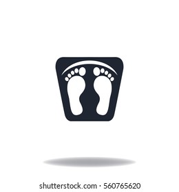 Bathroom scales with footprints, vector icon