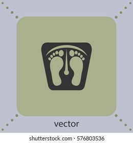 Bathroom scales with footprints, vector icon