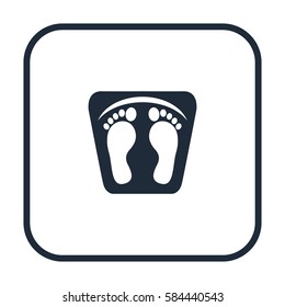 Bathroom scales with footprints, vector icon