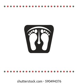 Bathroom scales with footprints, vector icon