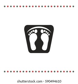 Bathroom scales with footprints, vector icon