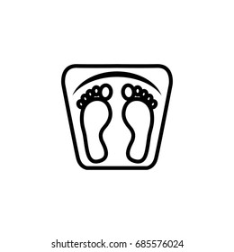 Bathroom scales with footprints, vector icon