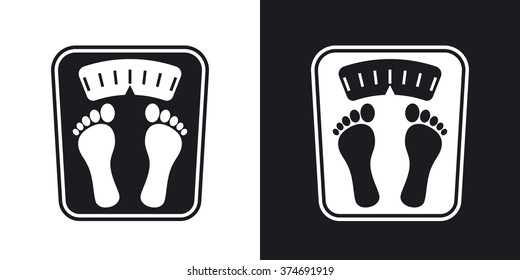 Bathroom scales icon, vector. Two-tone version on black and white background