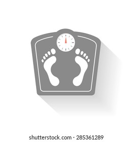 Bathroom scales icons set. Weight control signs with  footprint. Health symbol