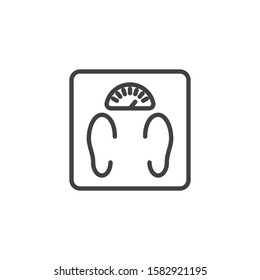 Bathroom scales line icon. linear style sign for mobile concept and web design. Floor scales outline vector icon. Mass measuring symbol, logo illustration. Vector graphics