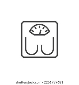 Icono de la línea de báscula del cuarto de baño. signo de estilo lineal para concepto móvil y diseño web. Icono del vector de contorno de la escala de peso corporal. Símbolo, ilustración del logotipo. Gráficos vectoriales