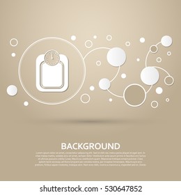 bathroom scales weighing calorie kilos kilogram icon on a brown background with elegant style and modern design infographic. Vector illustration