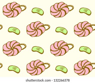 Bathroom seamless pattern with washcloth and soap