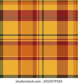 Bathroom seamless texture background, luxury tartan check plaid. Wallpaper fabric vector pattern textile in amber and orange color.