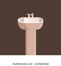 Bathroom separate standing sink in flat style. Vector illustration