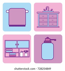 bathroom set of icons equipment elements concept