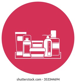 Bathroom shelf line-art vector illustration