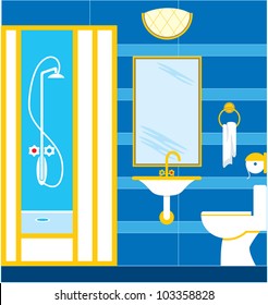 Bathroom. Shower cabin. vector