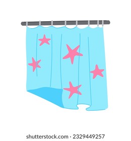 bathroom shower curtain cartoon. bath clean, decoration home, modern textile bathroom shower curtain sign. isolated symbol vector illustration