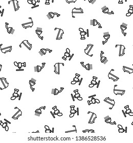 Bathroom Shower Equipment Seamless Pattern Vector. Bathtube, Douche And Water Tap Bathroom And Plumbing Accessories Monochrome Texture Icons. Washing Element Template Flat Illustration