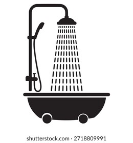 Ilustración de ducha de baño Vector limpio estilo moderno minimalista