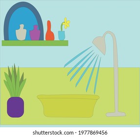 Bathroom and shower with water