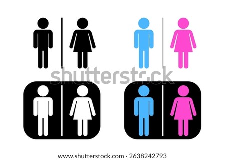 Bathroom Sign Icons. Male and Female Restroom Symbols. Vector Illustration