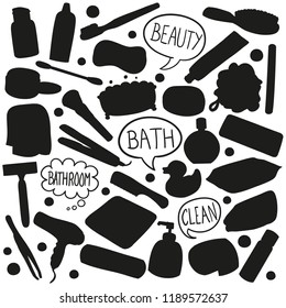 Bathroom Silhouette Clip Art Vector Icons